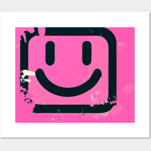 Street Art retro graffiti vintage pink Smile Posters and Art